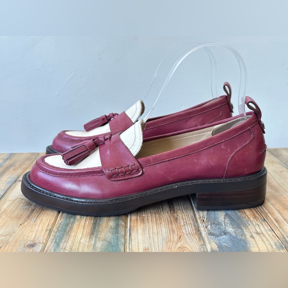 Sam Edelman Caylia Burgundy Ivory Tassel Loafer Women's Size 5.5 M - Picture 2 of 9